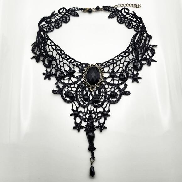 Gothic Victorian Black Lace Necklace - Picture 2 of 6